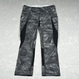 Lululemon Run Off Route Leggings 4 Black Velocity Mesh Island Mist Crop 20”